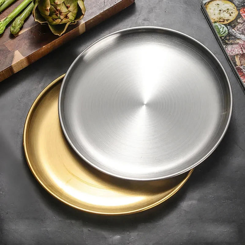 Bandeja de Acero Inoxidable para Picnic y Camping – Resistente, Fácil de Limpiar y Apta para Cocina, Frutas y Snacks