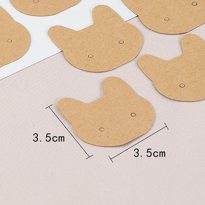 Tarjetas para Exhibición de Aretes y Collares - Pack de 50 Unidades con Diseño de Gato - 3.5x3.5 cm para Empaque de Joyería