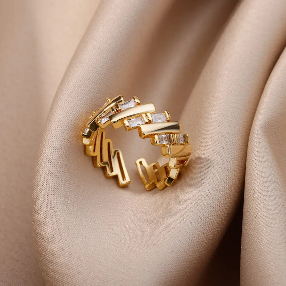 Anillos de Color Oro 18K para Mujer con Cristal de Zirconia - Anillo de Compromiso y Boda, Joyería de Pareja Popular