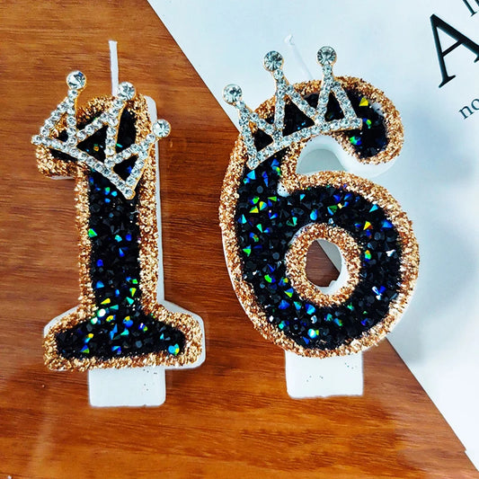 Vela de Número 0-9 con Corona para Pasteles de Cumpleaños - Decoración Grande para Bodas, Baby Showers y Fiestas