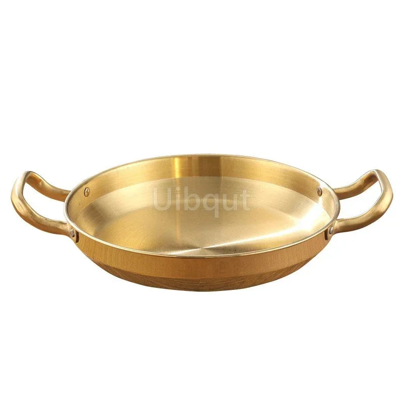 Olla Dorada  Sartén Comercial Gruesa de Doble Oreja, Cuenco de Olla , Olla de Arroz de Mariscos Españoles de Acero Inoxidable