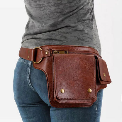 Bolso de Cintura Estilo Punk para Motociclista – Fanny Pack Retro Ajustable para Deportes y Actividades al Aire Libre