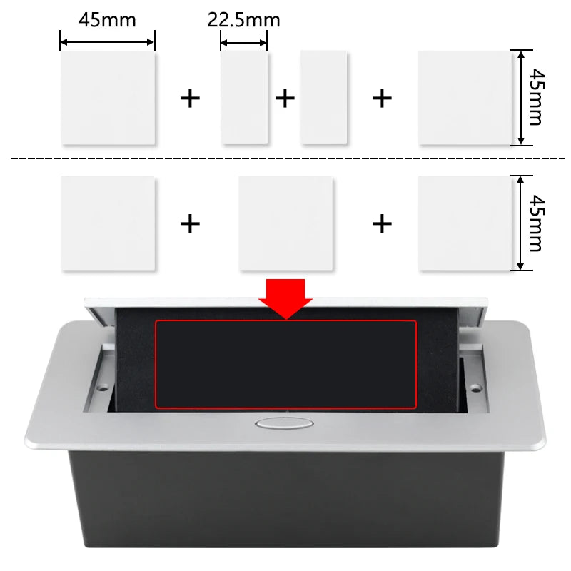 Enchufes Pop-Up de Bricolaje para Mesa de Escritorio con Salida Oculta EU FR AU US y USB HDMI RJ45 Tipo C TV Multifuncional en la Encimera