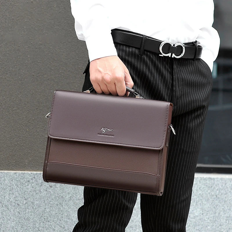 Maletín Ejecutivo de Cuero PU para Hombre - Bolsa de Negocios de Diseño, Bolso Bandolera, Maletín para Documentos y iPad