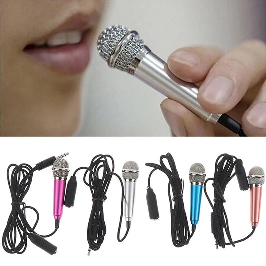 Micrófono Estéreo Portátil de 3.5mm para Estudio | Micrófono Mini de Mano para Karaoke KTV, Smartphones, Laptops y PC