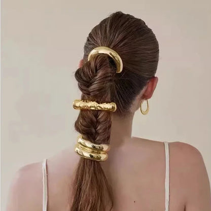 Elástico de Cabello Metálico Liso – Accesorio de Moda para Mujeres y Niñas