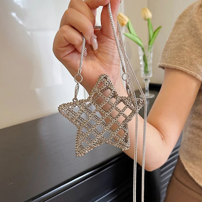 Bolso de Metal Rojo para Mujer, Alta Calidad, Diseñador de Hombro Dorado con Diseño Hueco, Elegante Bolso de Cena