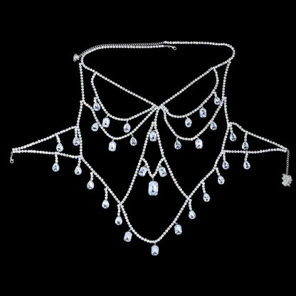 Lencería de Cristal Grande para Mujer, Cadena de Pecho con Gema de Agua, Sujetador Chaleco de Diamantes de Imitación, Joyería para Discoteca