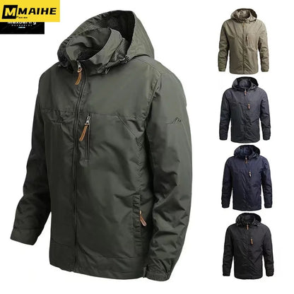 Chaqueta de Caza Táctica Militar para Hombre - Gorpcore Cortavientos Impermeable con Bolsillos para Otoño