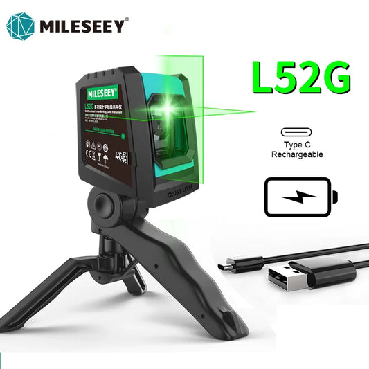 MiLESEEY Nivel Láser 2 Líneas Rojo/Verde, 3D Autonivelante con Trípode y Batería Recargable