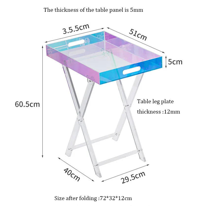 Mesa de Centro Plegable de Acrílico Nórdico, Mesa Pequeña Transparente, Escritorio Lateral para Hogar y Balcón