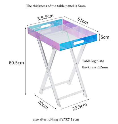 Mesa de Centro Plegable de Acrílico Nórdico, Mesa Pequeña Transparente, Escritorio Lateral para Hogar y Balcón