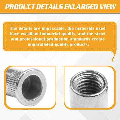 Set de 300/190/165/150/100 Piezas de Tuercas Remachadas de Cabeza Plana M3 M4 M5 M6 M8 M10 en Aluminio con Herramienta de Inserción
