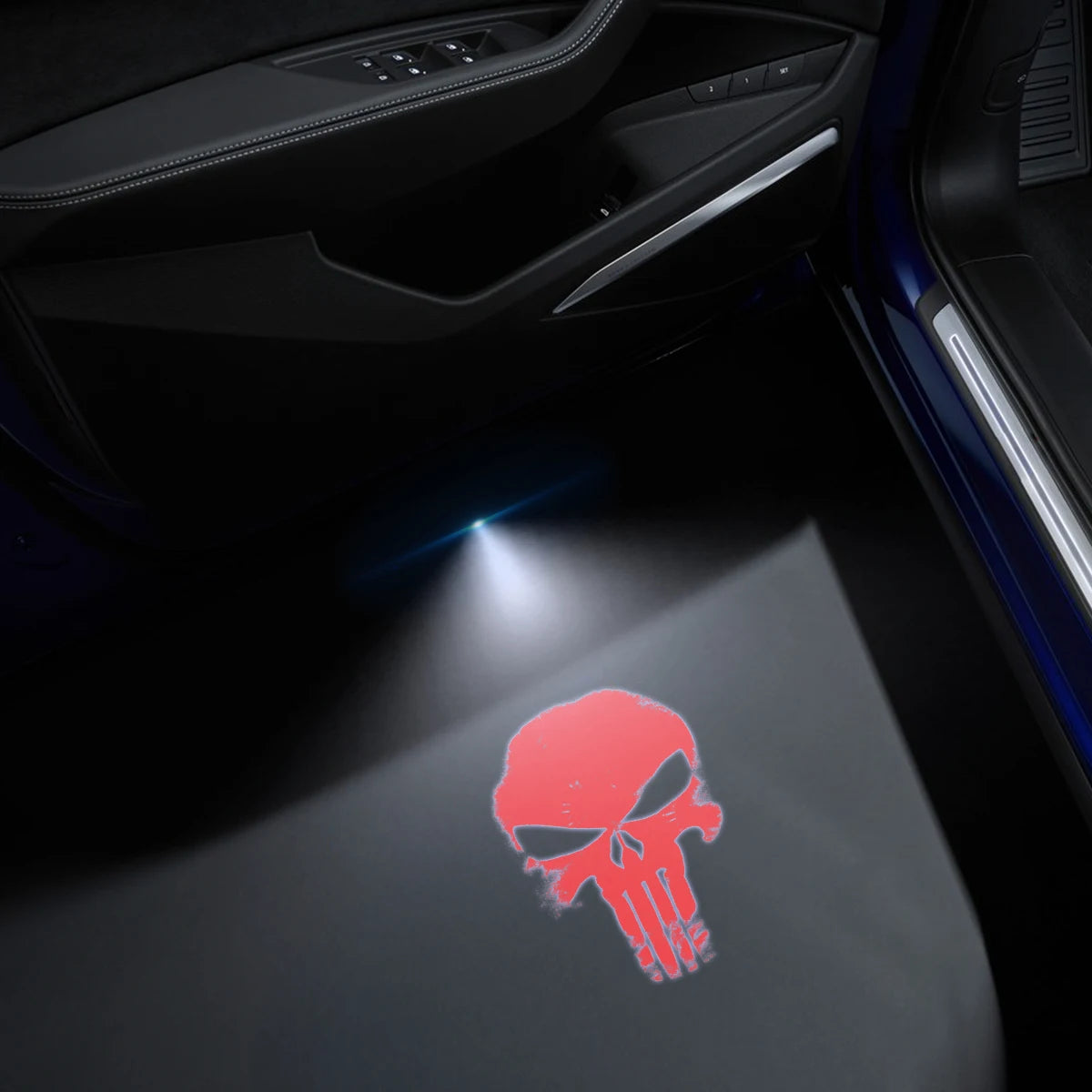 Luces de Bienvenida LED para Puertas de Coche con Proyección de Calavera (1-2 piezas) – Proyector Inalámbrico para Jeep, Wrangler, Ford, Dodge y Más