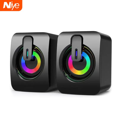 Altavoces USB para PC - Sound Box HIFI Estéreo con Micrófono y Luz LED para Escritorio