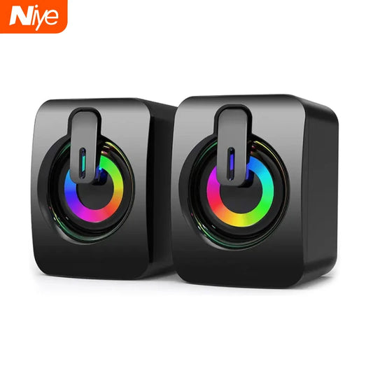 Altavoces USB para PC - Sound Box HIFI Estéreo con Micrófono y Luz LED para Escritorio